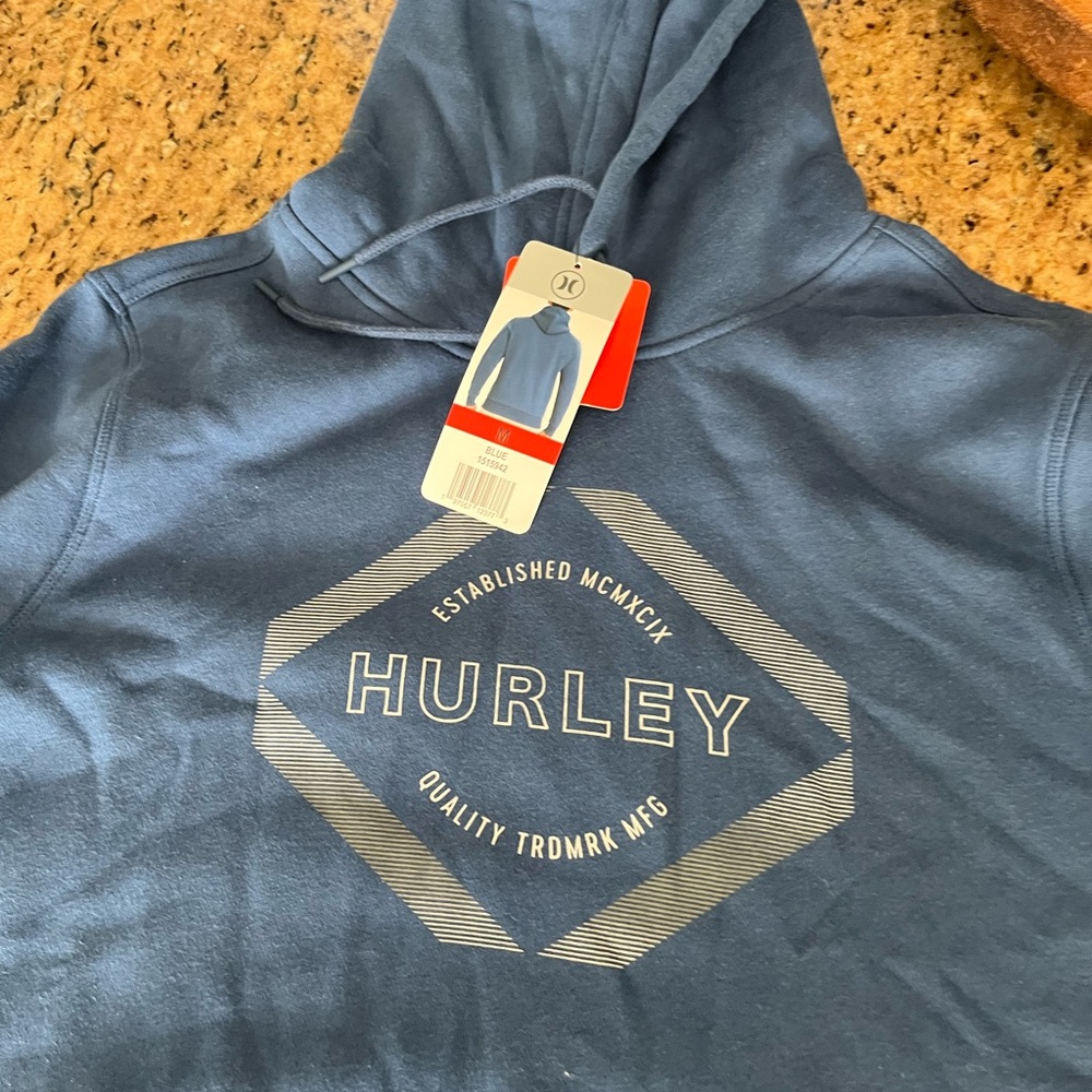 Hurley Blue Pullover Hoodie with White Logo